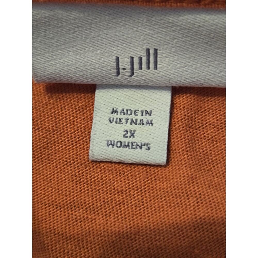 J. Jill Linen Blend Orange Tank Tunic Fringe Tassel Trim Festival Boho 2X Plus - Picture 5 of 6